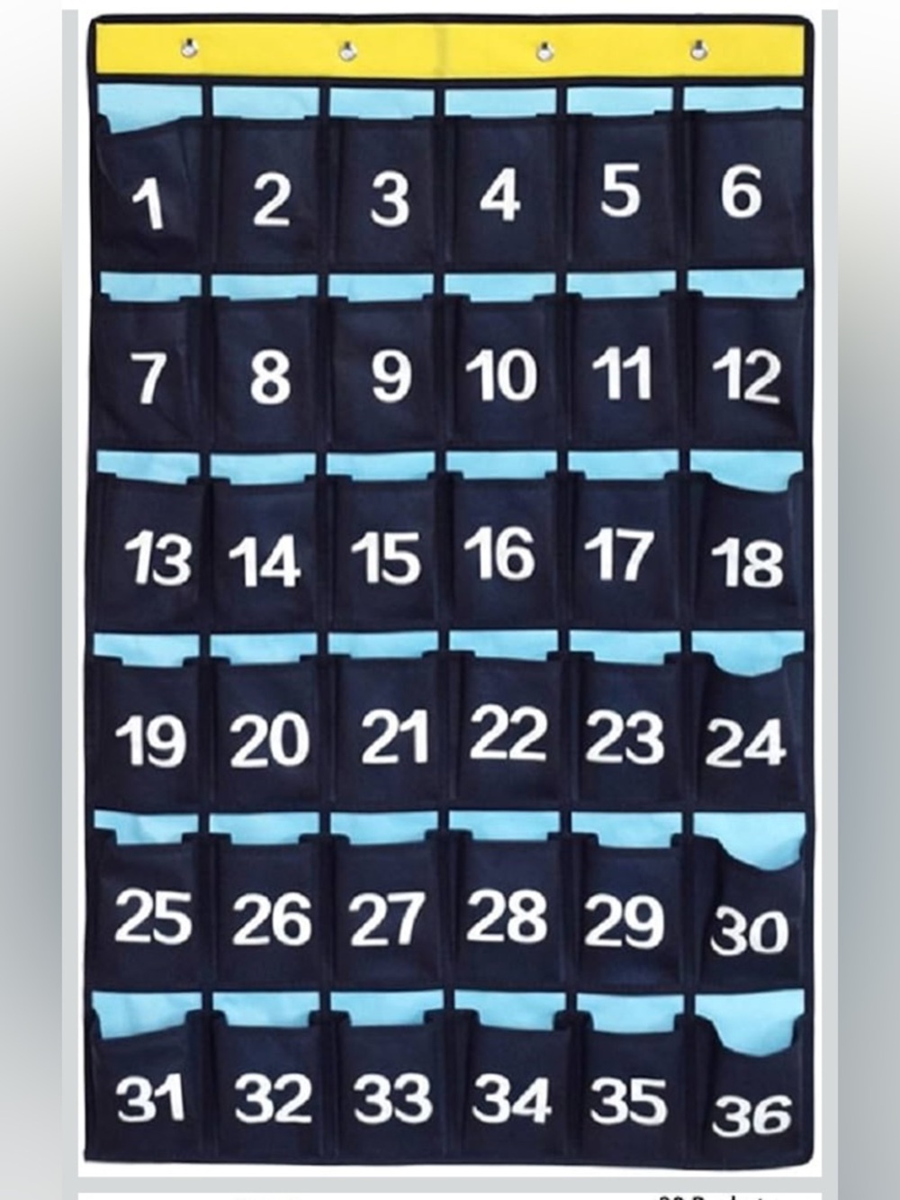 Numbered Pocket Chart Over Door Hanging Classroom Organizer Blue 36 POCKETS new